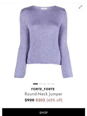 Forte_Forte Knit Size Large Lavender Crew-Neck Sweater In Excellent Condition